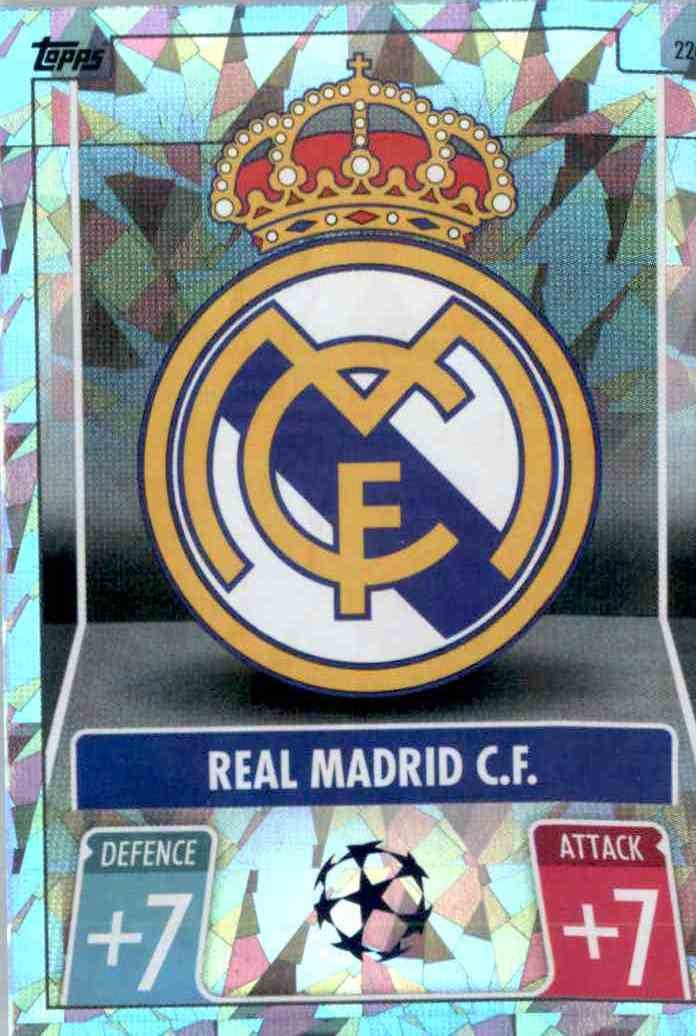 Topps Match Attax Champions League 21/22 Numéro 226 Real Madrid Blason Crystal 
