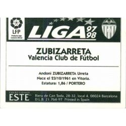Zubizarreta Valencia Ediciones Este 1997-98