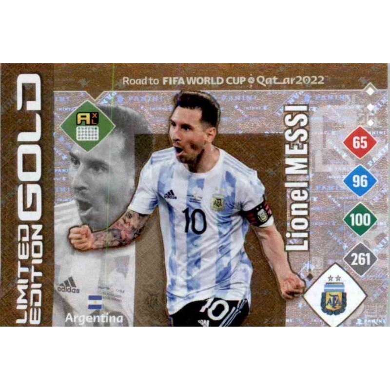 PANINI ROAD TO FIFA WORLD CUP QATAR LIONEL MESSI GOLD LIMITED EDITION 