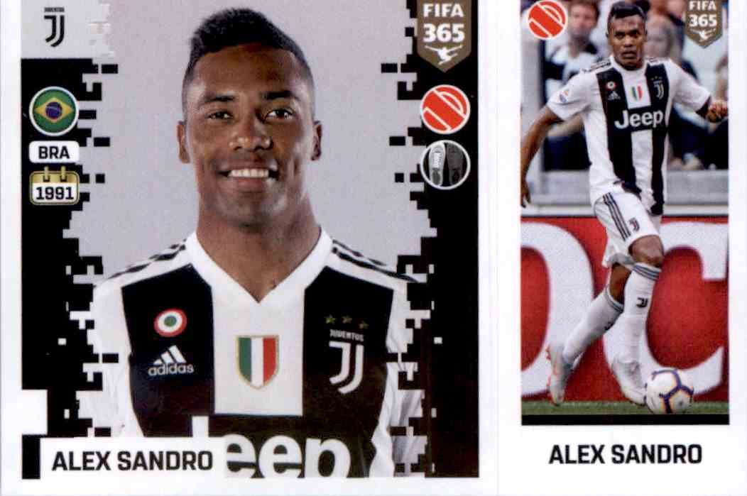 Sticker 228 a/b Juventus Turin Alex Sandro Panini FIFA365 2019 