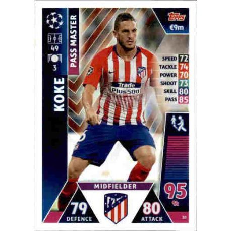 Koke - Pass Master Atlético Madrid 30 Match Attax Champions 2018-19