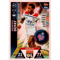 Memphis Depay - Goal Machine Olympique Lyonnais 322 Match Attax Champions 2018-19