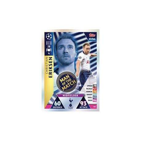 Christian Eriksen Man of the Match 407 Match Attax Champions 2018-19