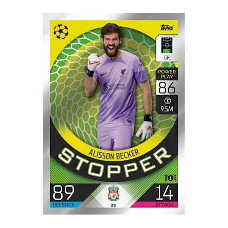 Alisson Becker Stopper Liverpool 29