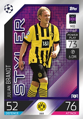 Brandt Topps Bvb Borussia Dortmund Equipo Set Núm 21 Julian Brandt #366/499 Naranja 