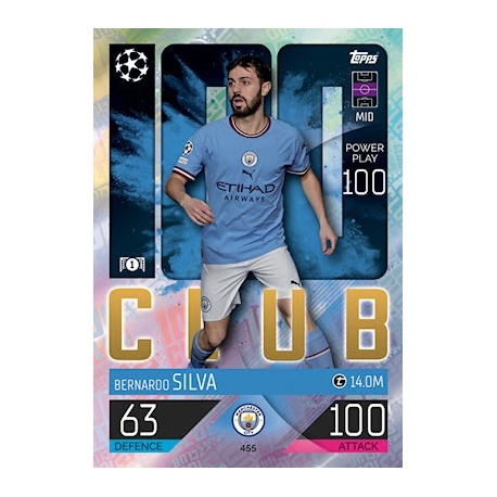 Buy Cards Bernardo Silva 100 Club Manchester City Topps Match Attax 2022/23
