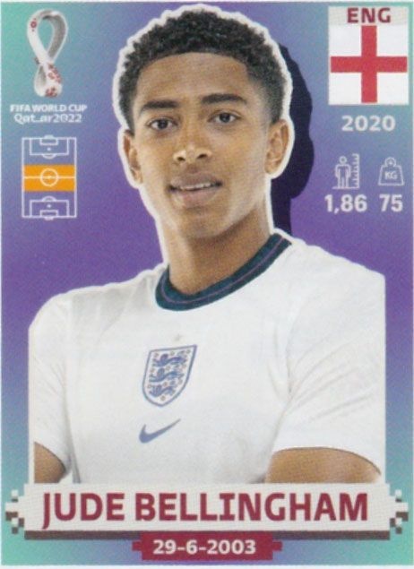 Offer Soccer Cards Jude Bellingham England Panini World Cup 2022 Qatar